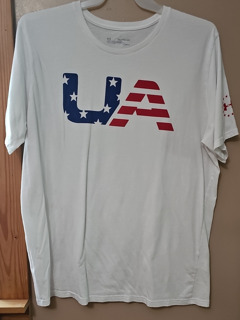Under Armour White Short-Sleeve USA Logo Tee with Stars & Stripes